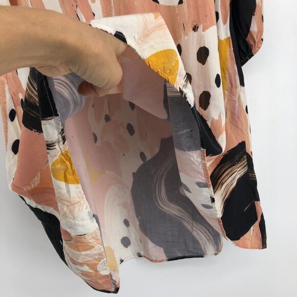 The Odells Rose/Peach  Black Long Sleeve Abstract/Geometric A Line Dress S - Picture 13 of 15